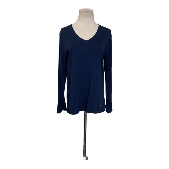 Jones New York blue v neck pull over cotton top size large - Picture 6 of 6